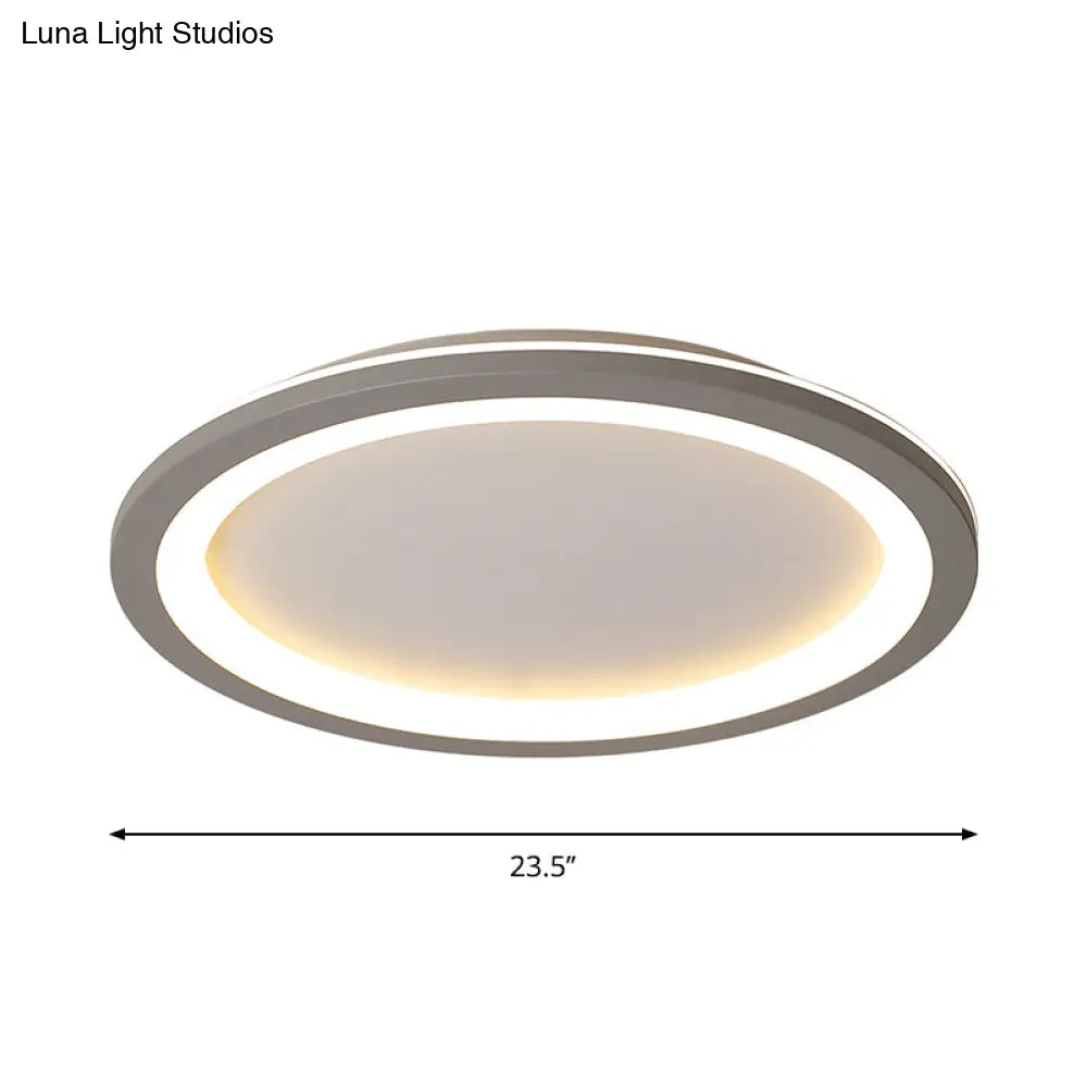 Sleek Disc-Shaped Led Bedroom Flush Mount Ceiling Light In Grey/White Multiple Sizes Available