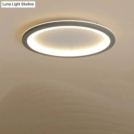 Sleek Disc-Shaped Led Bedroom Flush Mount Ceiling Light In Grey/White Multiple Sizes Available