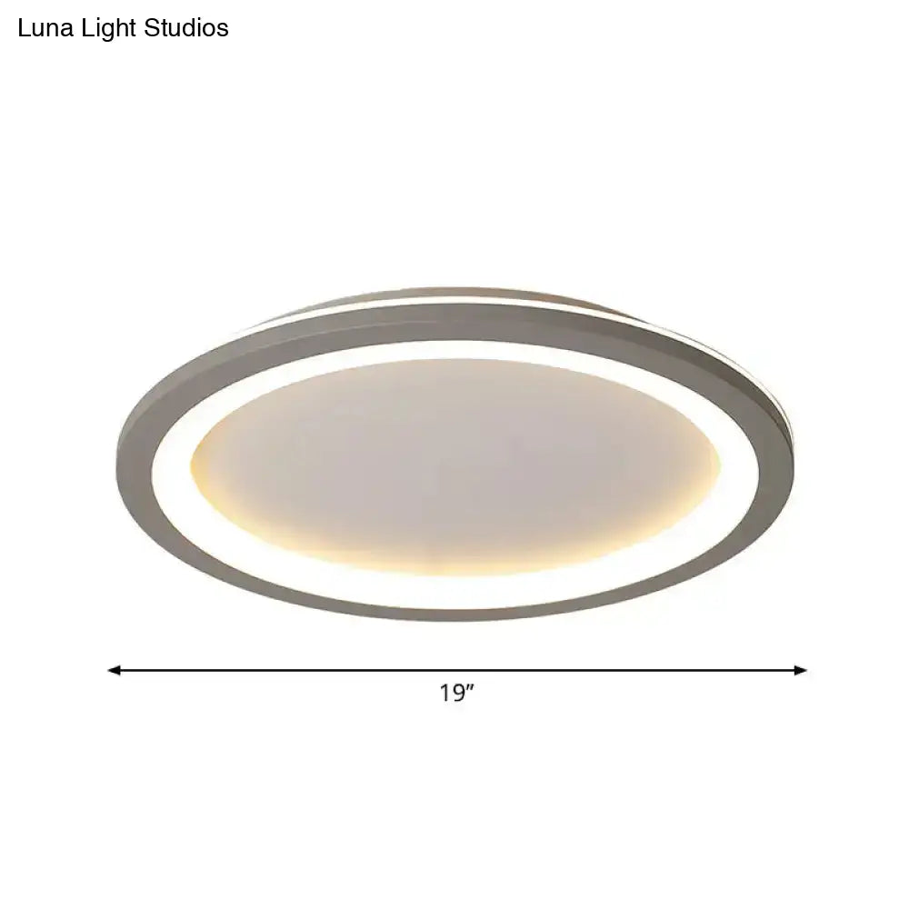 Sleek Disc-Shaped Led Bedroom Flush Mount Ceiling Light In Grey/White Multiple Sizes Available