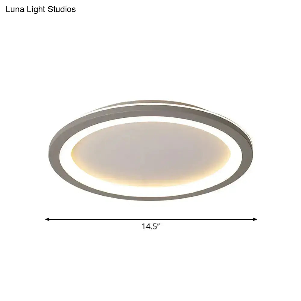 Sleek Disc-Shaped Led Bedroom Flush Mount Ceiling Light In Grey/White Multiple Sizes Available