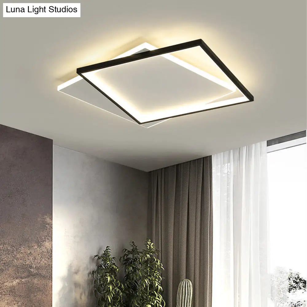 Sleek Dual Flush Mount Simplicity Acrylic Black Led Ceiling Light - Warm/White Lighting / Warm