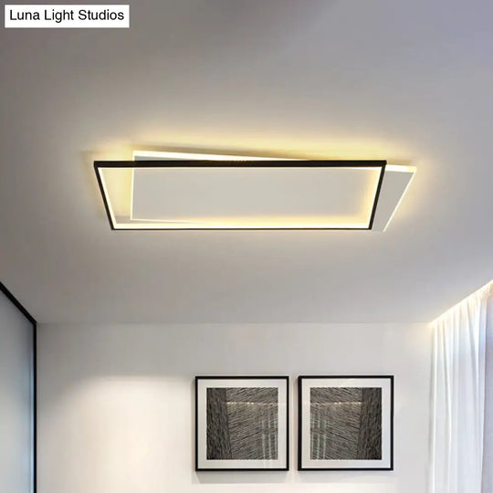 Sleek Dual Flush Mount Simplicity Acrylic Black Led Ceiling Light - Warm/White Lighting