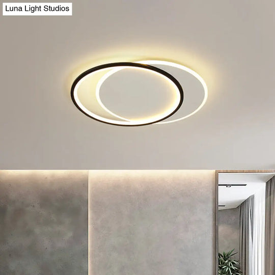 Sleek Dual Flush Mount Simplicity Acrylic Black Led Ceiling Light - Warm/White Lighting