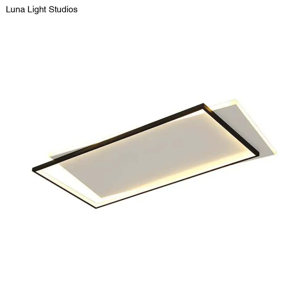 Sleek Dual Flush Mount Simplicity Acrylic Black Led Ceiling Light - Warm/White Lighting