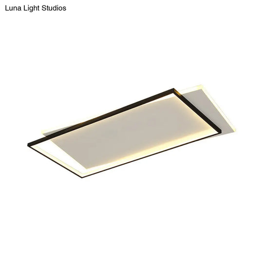 Sleek Dual Flush Mount Simplicity Acrylic Black Led Ceiling Light - Warm/White Lighting