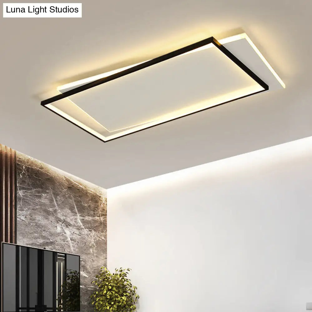 Sleek Dual Flush Mount Simplicity Acrylic Black Led Ceiling Light - Warm/White Lighting / White