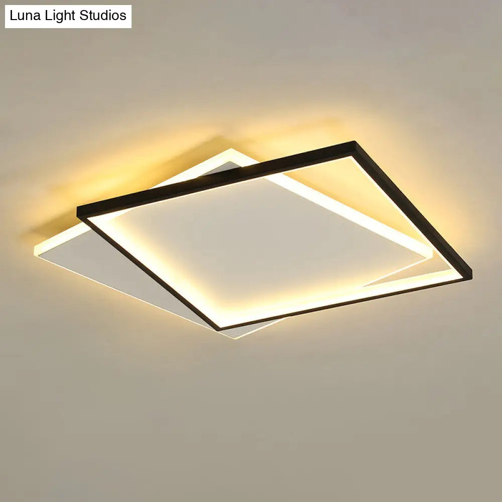 Sleek Dual Flush Mount Simplicity Acrylic Black Led Ceiling Light - Warm/White Lighting