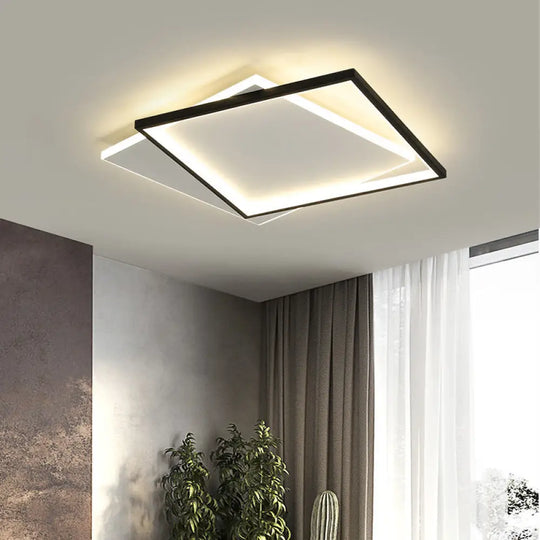 Sleek Dual Flush Mount Simplicity Acrylic Black Led Ceiling Light - Warm/White Lighting / Warm