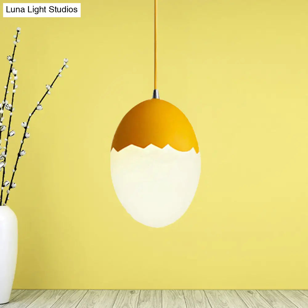 Sleek Eggshell Acrylic Metal Suspension Light For Modern Dining Rooms