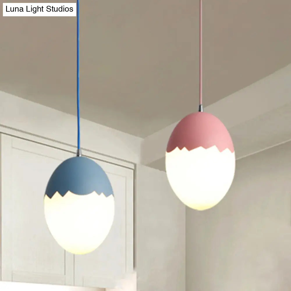 Sleek Eggshell Acrylic Metal Suspension Light For Modern Dining Rooms