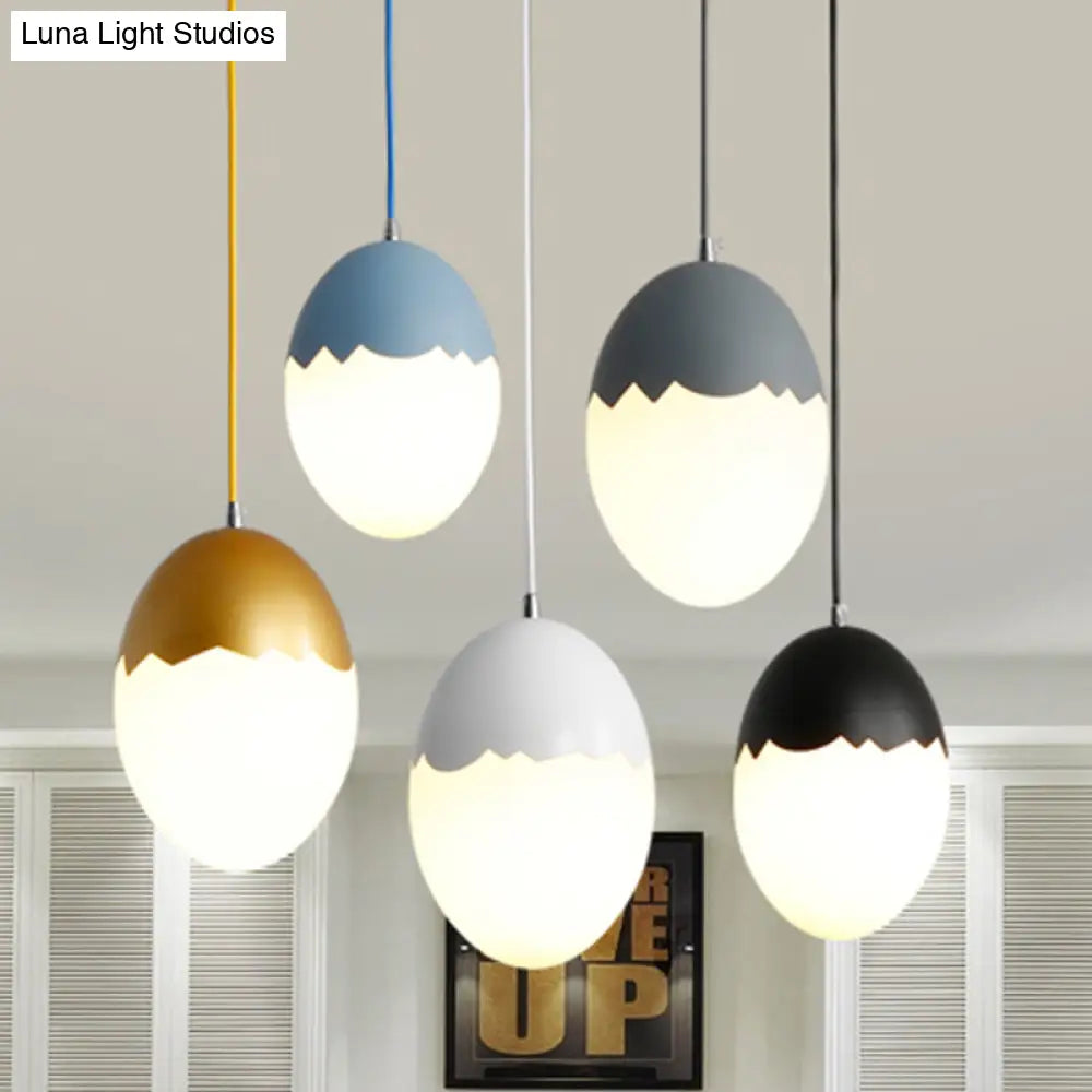 Sleek Eggshell Acrylic Metal Suspension Light For Modern Dining Rooms