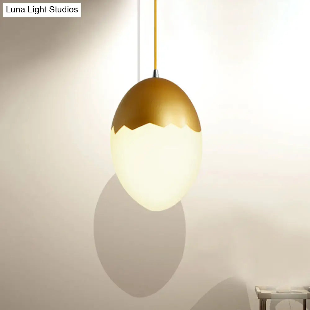 Sleek Eggshell Acrylic Metal Suspension Light For Modern Dining Rooms