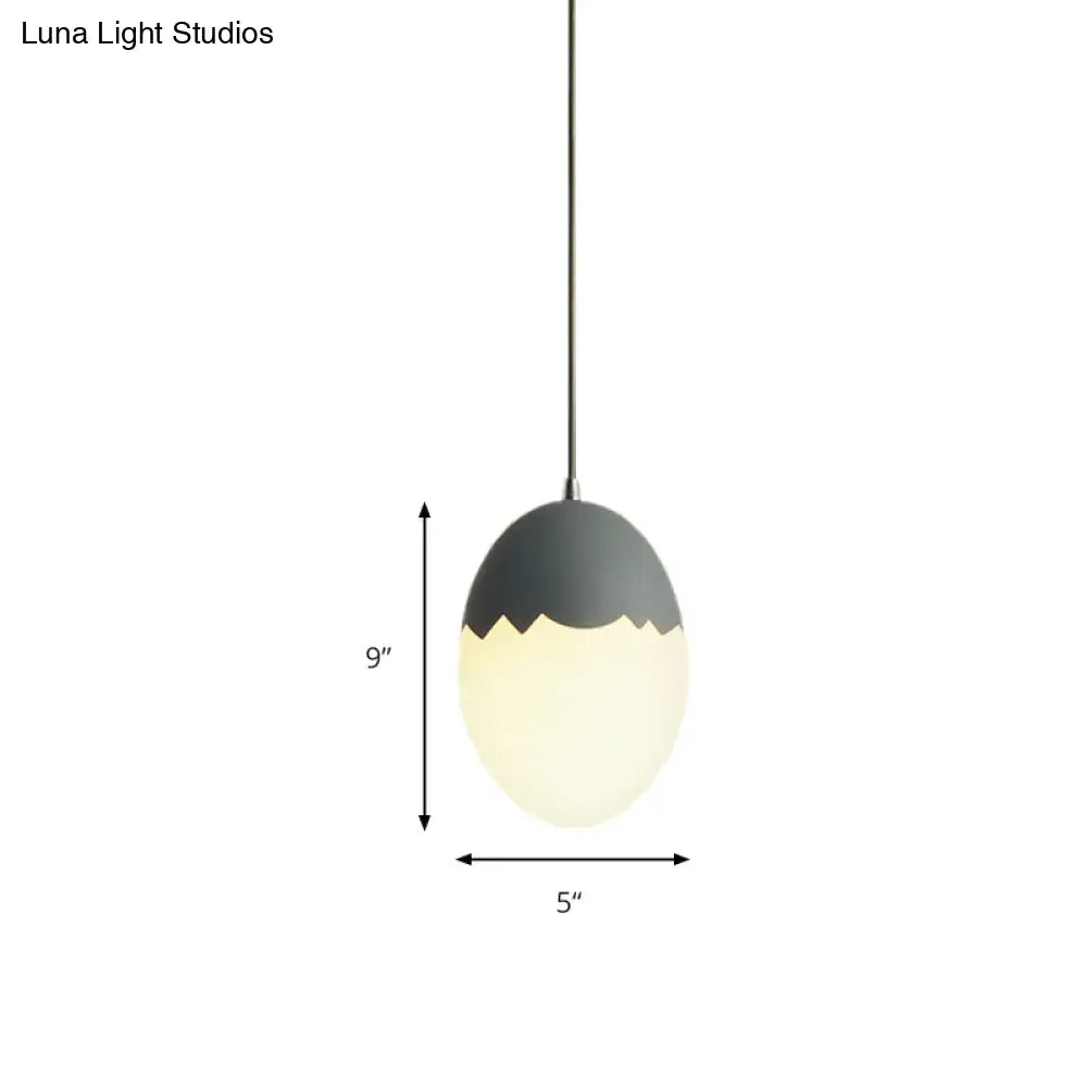 Sleek Eggshell Acrylic Metal Suspension Light For Modern Dining Rooms