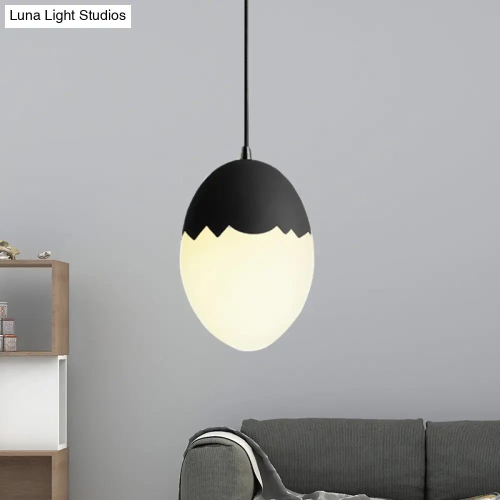 Sleek Eggshell Acrylic Metal Suspension Light For Modern Dining Rooms