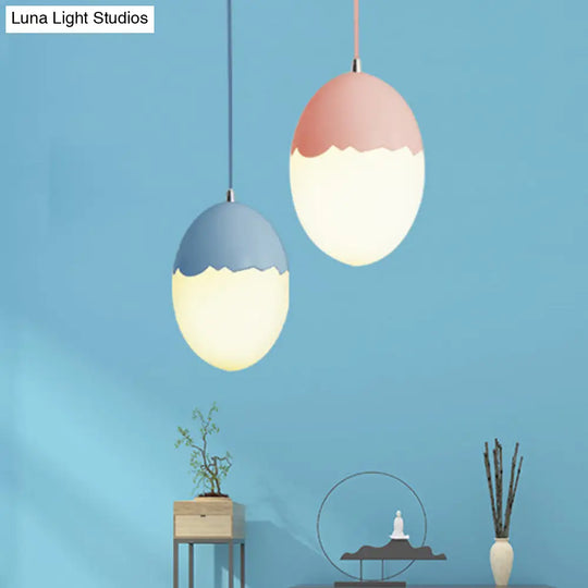 Sleek Eggshell Acrylic Metal Suspension Light For Modern Dining Rooms