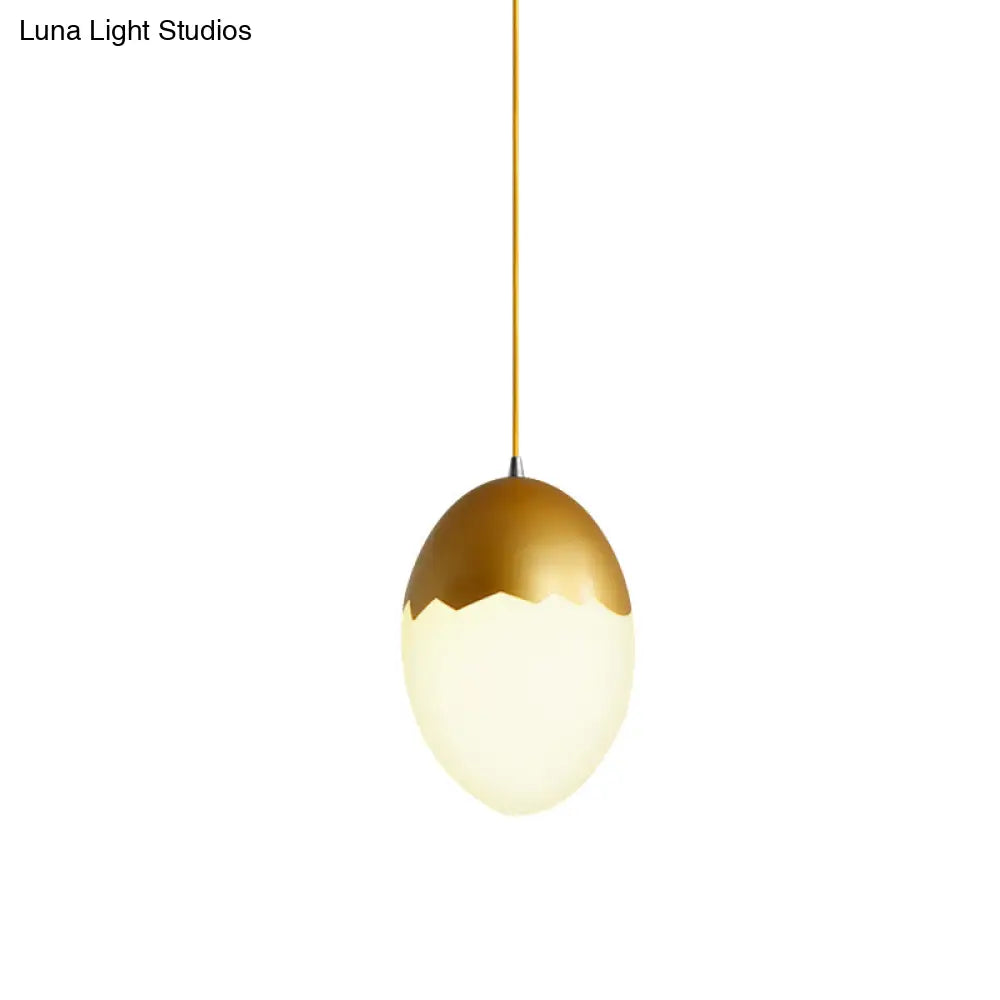 Sleek Eggshell Acrylic Metal Suspension Light For Modern Dining Rooms