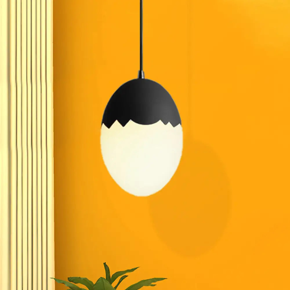 Sleek Eggshell Acrylic Metal Suspension Light For Modern Dining Rooms Black