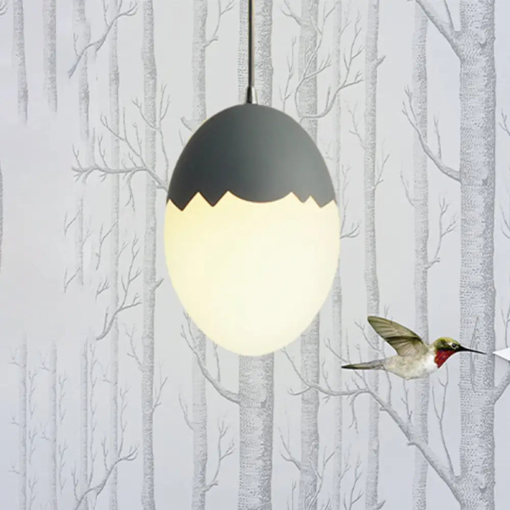 Sleek Eggshell Acrylic Metal Suspension Light For Modern Dining Rooms Grey