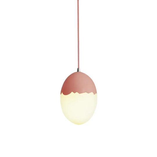 Sleek Eggshell Acrylic Metal Suspension Light For Modern Dining Rooms Pink