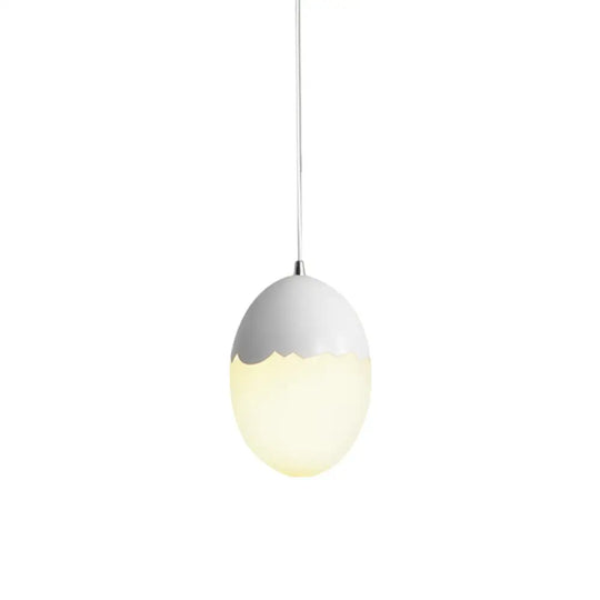 Sleek Eggshell Acrylic Metal Suspension Light For Modern Dining Rooms White