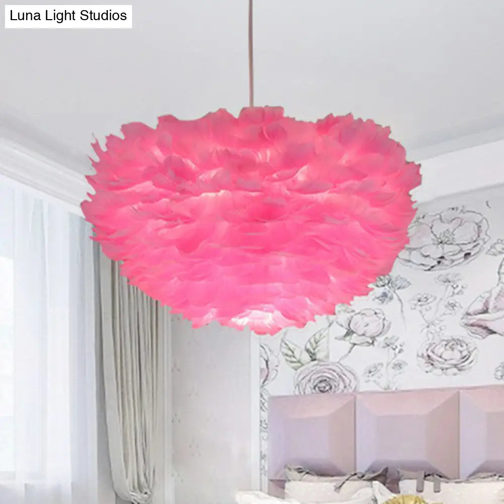 Hemispherical Feather Pendant Light For Elegant Living Room Ambiance Pink / 12