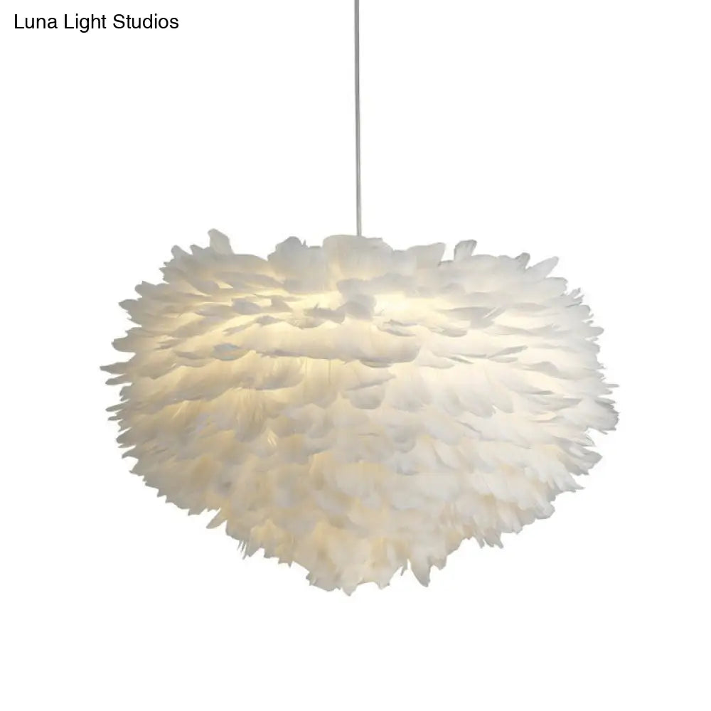 Hemispherical Feather Pendant Light For Elegant Living Room Ambiance