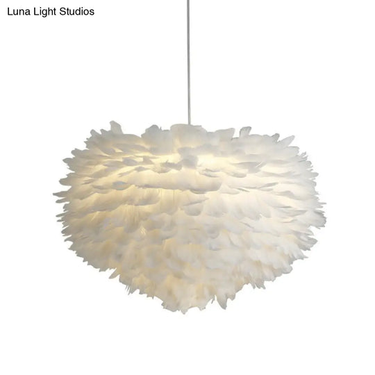 Hemispherical Feather Pendant Light For Elegant Living Room Ambiance