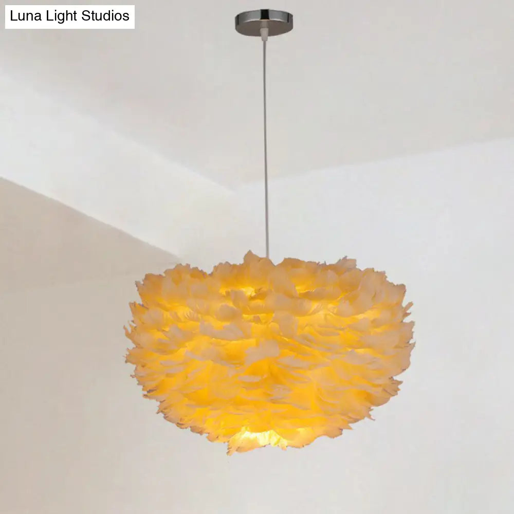 Hemispherical Feather Pendant Light For Elegant Living Room Ambiance Orange / 12