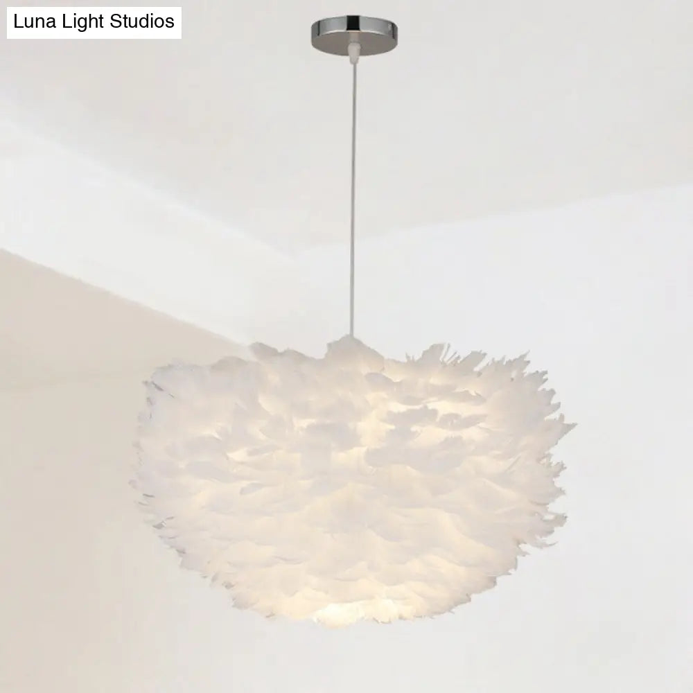 Sleek Feathered Hemispherical Pendant Ceiling Light For Living Room Décor