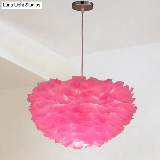 Hemispherical Feather Pendant Light For Elegant Living Room Ambiance