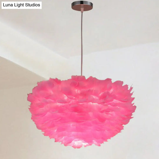 Sleek Feathered Hemispherical Pendant Ceiling Light For Living Room Décor