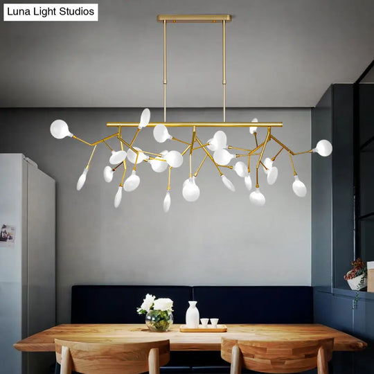 Sleek Firefly Led Dining Room Pendant Light With Opal Glass - Minimalist Island Chandelier