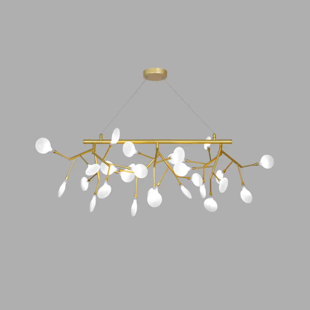 Sleek Firefly Led Dining Room Pendant Light With Opal Glass - Minimalist Island Chandelier 27 / Gold