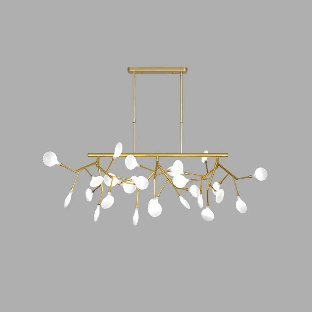 Sleek Firefly Led Dining Room Pendant Light With Opal Glass - Minimalist Island Chandelier 27 / Gold