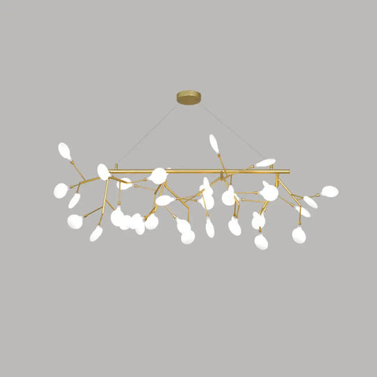 Sleek Firefly Led Dining Room Pendant Light With Opal Glass - Minimalist Island Chandelier 36 / Gold