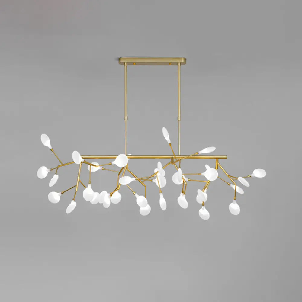 Sleek Firefly Led Dining Room Pendant Light With Opal Glass - Minimalist Island Chandelier 36 / Gold