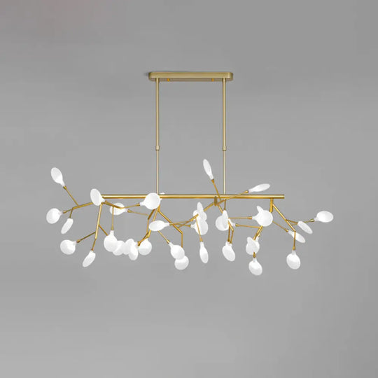 Sleek Firefly Led Dining Room Pendant Light With Opal Glass - Minimalist Island Chandelier 36 / Gold