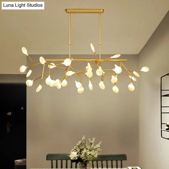 Sleek Firefly Led Dining Room Pendant Light With Opal Glass - Minimalist Island Chandelier