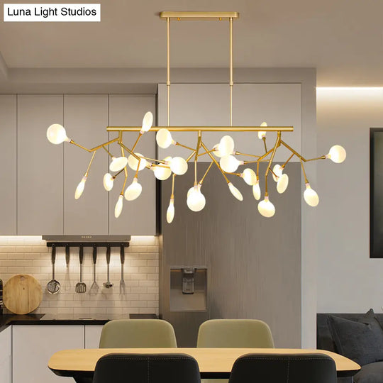 Sleek Firefly Led Dining Room Pendant Light With Opal Glass - Minimalist Island Chandelier