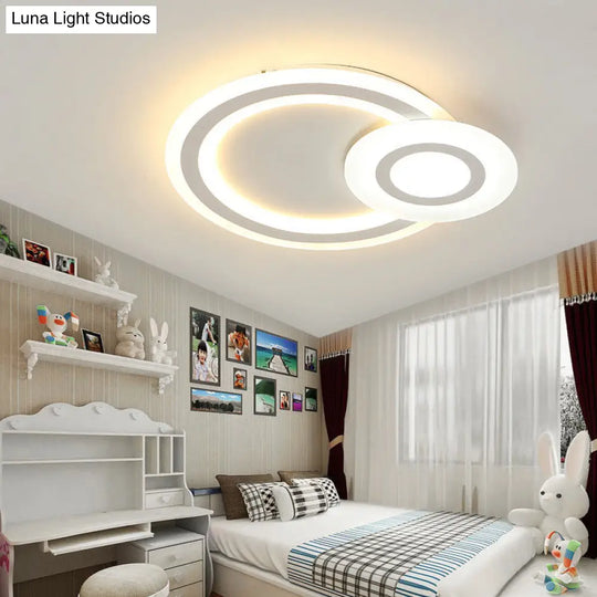 Sleek Flush Ceiling Mount Light - Acrylic White Finish Ideal For Adult Bedroom