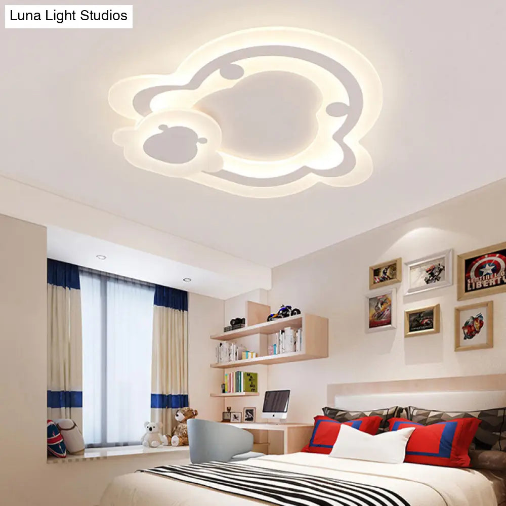Sleek Flush Ceiling Mount Light - Acrylic White Finish Ideal For Adult Bedroom / Warm Dolphin