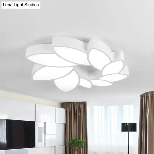 Sleek Flush Mount Led Acrylic Ceiling Light: White Wreath Design With Warm/White/3-Color Lighting