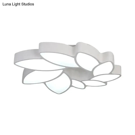 Sleek Flush Mount Led Acrylic Ceiling Light: White Wreath Design With Warm/White/3-Color Lighting