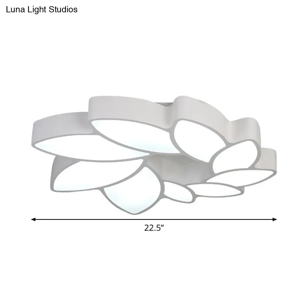 Sleek Flush Mount Led Acrylic Ceiling Light: White Wreath Design With Warm/White/3 - Color Lighting