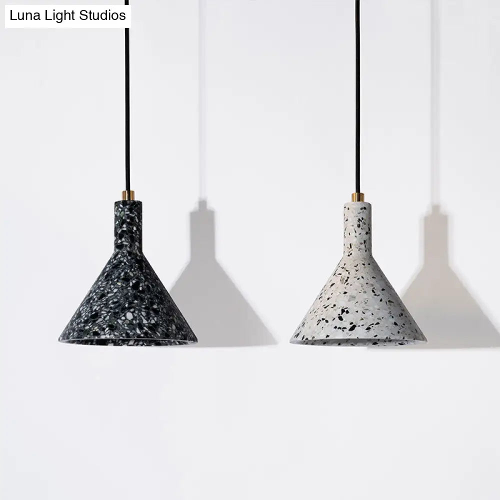 Sleek Pendulum Pendant Light With Funnel Shape - Simplicity Terrazzo Design Ideal For Dining Rooms