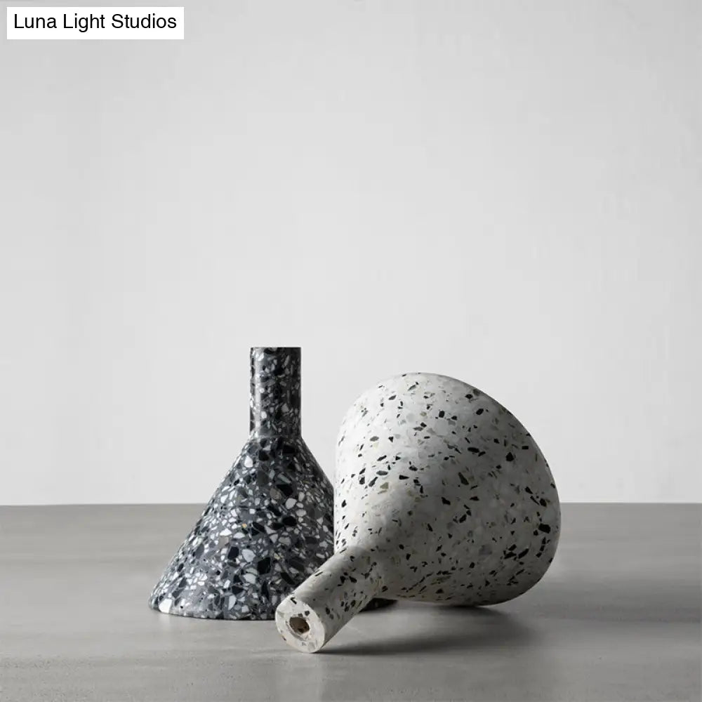 Sleek Funnel-Shaped Pendulum Light: Simplicity Terrazzo 1-Head Hanging Pendant For Dining Room