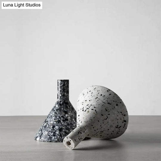 Sleek Funnel-Shaped Pendulum Light: Simplicity Terrazzo 1-Head Hanging Pendant For Dining Room