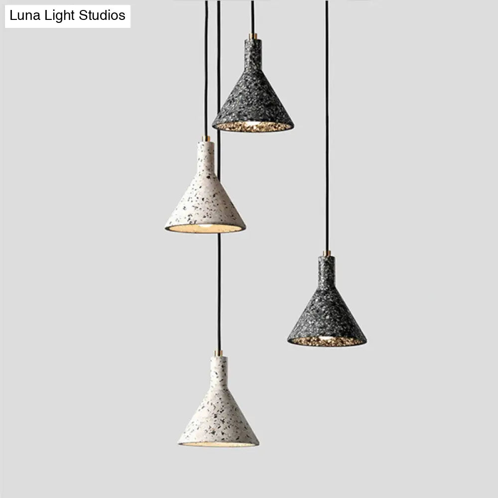 Sleek Funnel-Shaped Pendulum Light: Simplicity Terrazzo 1-Head Hanging Pendant For Dining Room