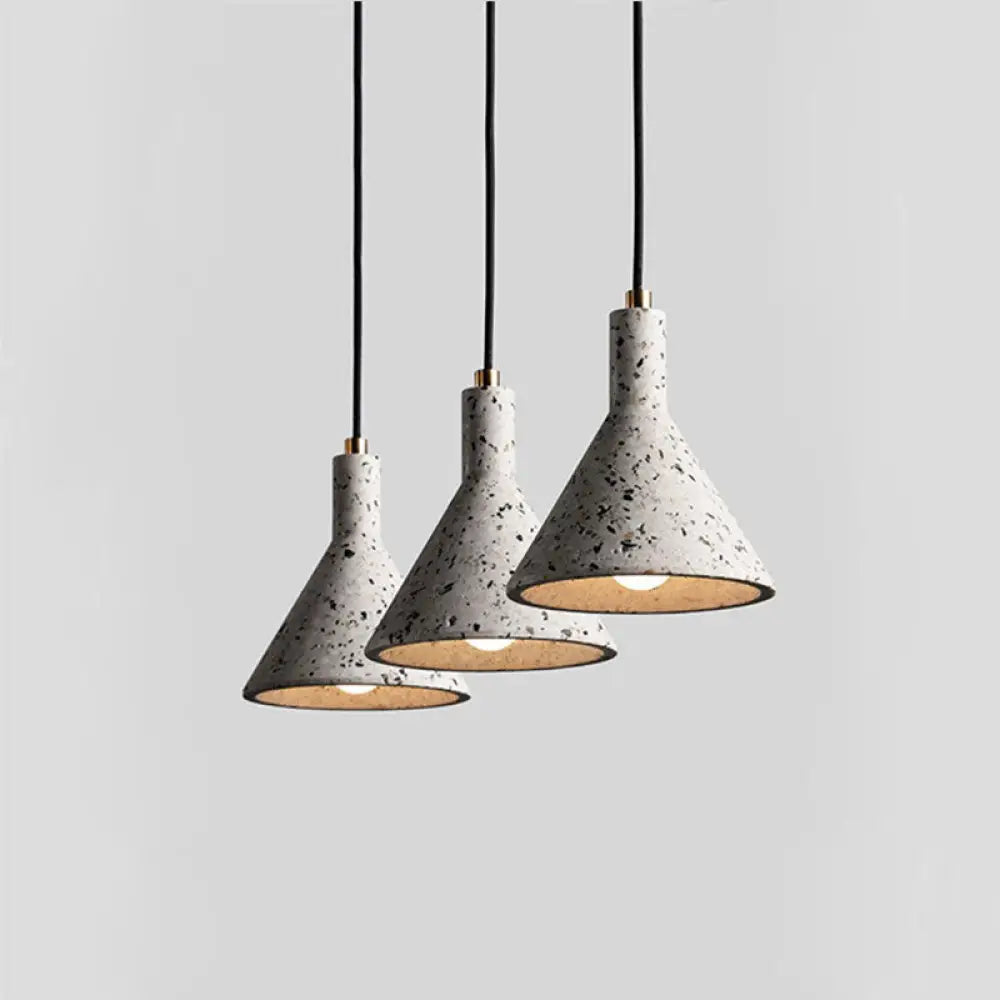 Sleek Funnel-Shaped Pendulum Light: Simplicity Terrazzo 1-Head Hanging Pendant For Dining Room White