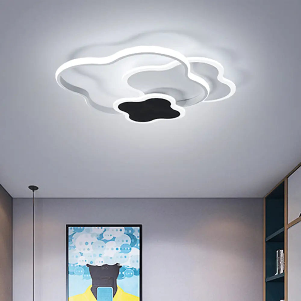 Sleek Geometric Acrylic Ceiling Light - Black & White Led Flush Mount In Warm/White 18’/21.5’